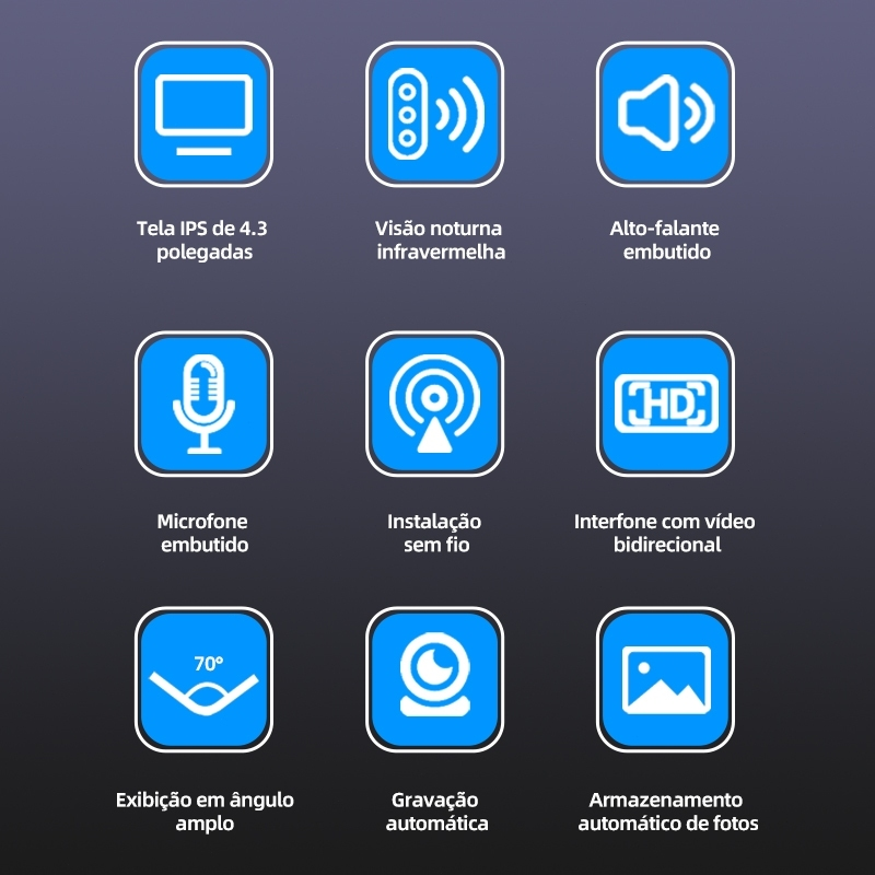 Câmera de Campainha de vídeo sem fio com tela de aldrava de porta bidirecional infravermelha versão noturna em casa