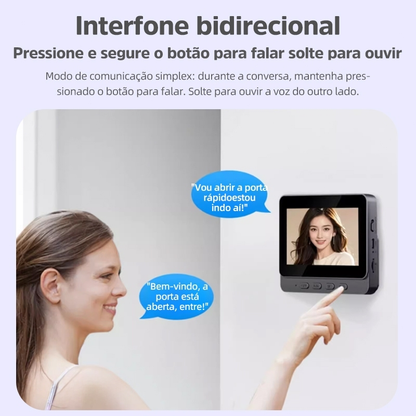 Câmera de Campainha de vídeo sem fio com tela de aldrava de porta bidirecional infravermelha versão noturna em casa
