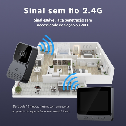 Câmera de Campainha de vídeo sem fio com tela de aldrava de porta bidirecional infravermelha versão noturna em casa