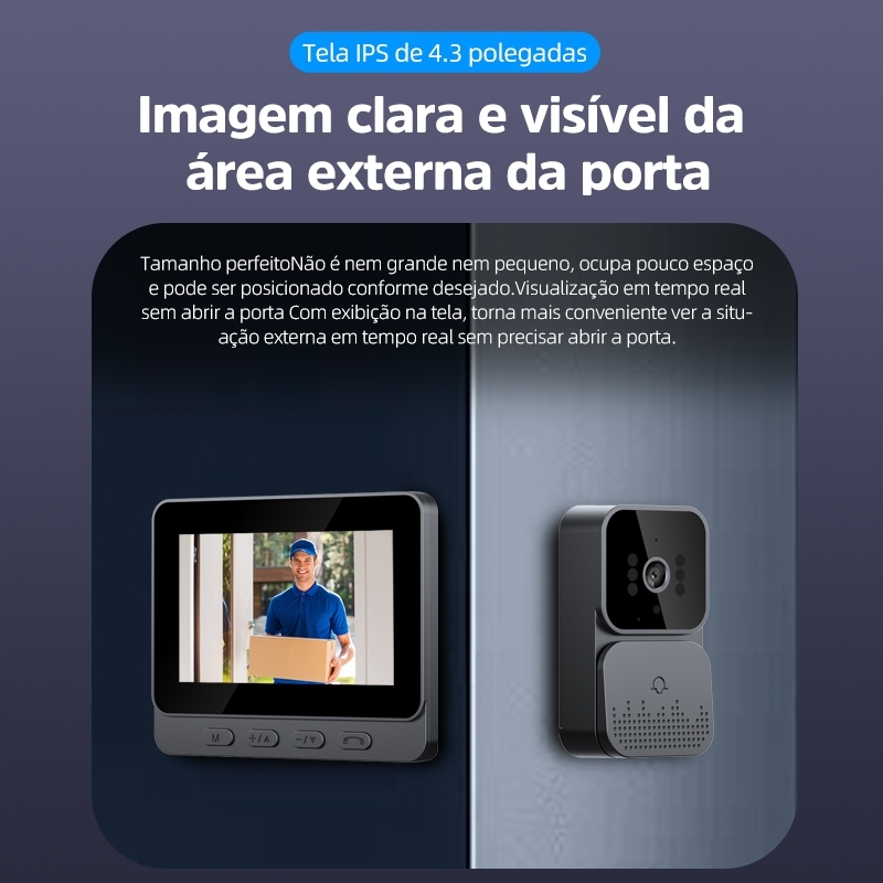 Câmera de Campainha de vídeo sem fio com tela de aldrava de porta bidirecional infravermelha versão noturna em casa