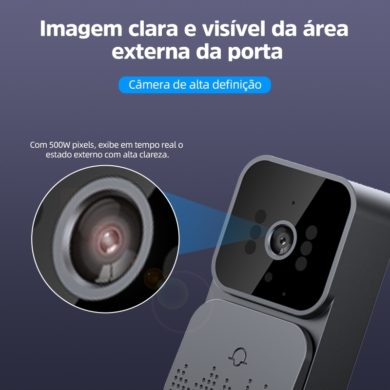 Câmera de Campainha de vídeo sem fio com tela de aldrava de porta bidirecional infravermelha versão noturna em casa
