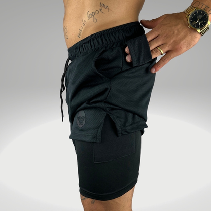 Kit 2 Bermudas Masculinas 2 em 1 KONG Premium Com Forro de Compressão e Suporte para Toalha