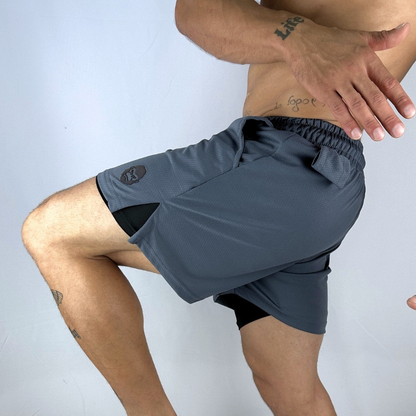 Kit 2 Bermudas Masculinas 2 em 1 KONG Premium Com Forro de Compressão e Suporte para Toalha