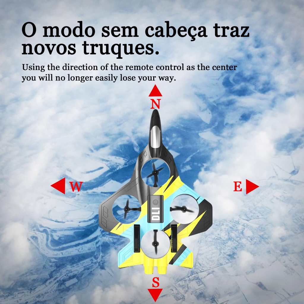 DLI Avião Drone Combat Aircraft Controle Remoto 2.4ghz 4 Motores Presentes para crianças