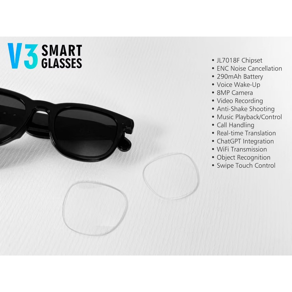 2025 V3 Wi-Fi Novos Óculos Inteligentes Para Câmera Al BlueTooth HD Chamada Assistente De Voz À Prova D'água De Sol Anti