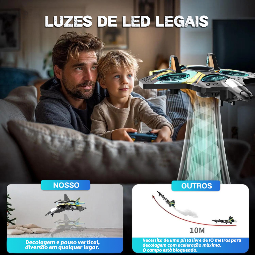 DLI Avião Drone Combat Aircraft Controle Remoto 2.4ghz 4 Motores Presentes para crianças