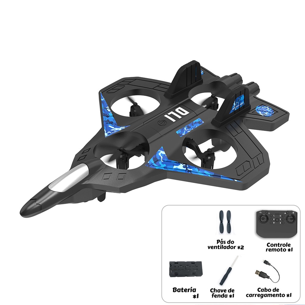 DLI Avião Drone Combat Aircraft Controle Remoto 2.4ghz 4 Motores Presentes para crianças